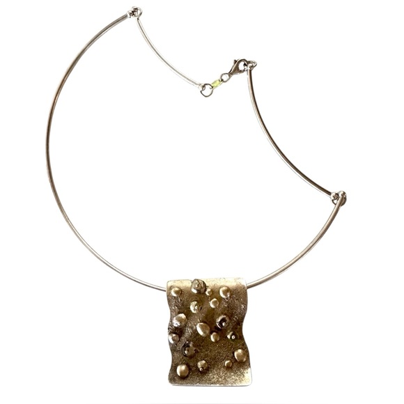 Arezzo .925 Silver Choker Necklace with Unbranded Modernist Pendant - Picture 2 of 8